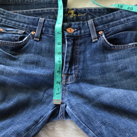 7FAM MEDIUM WASH A POCKET WHITE STICH JEANS SZ 29 - Picture 15 of 16